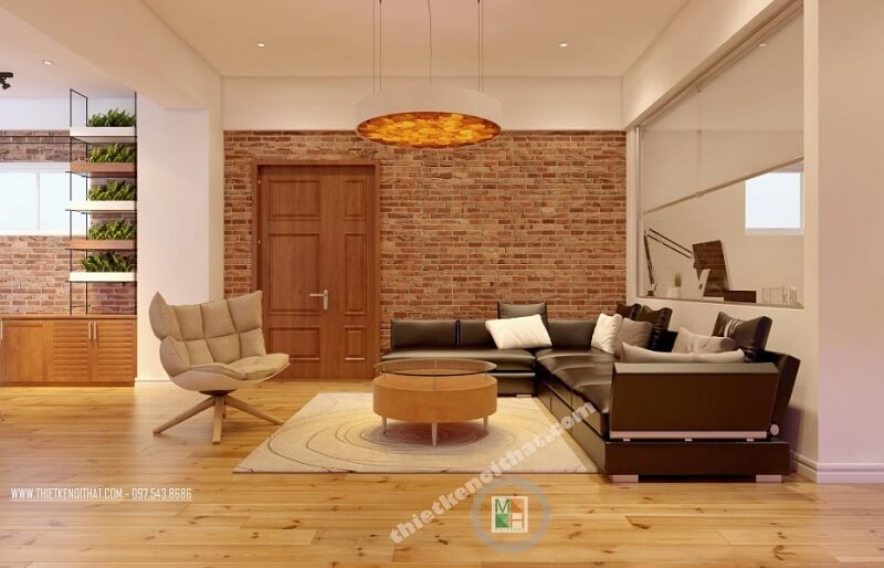 Mẫu thiết kế sofa da phòng khách đẹp tạo điểm nhấn nổi bật cho chung cư gia chủ