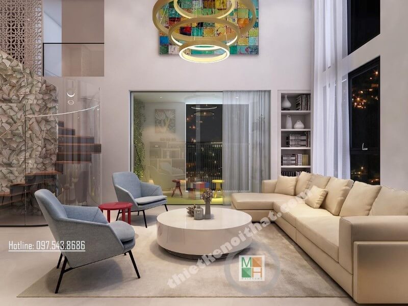 Trang trí nội thất phòng khách chung cư với sofa bọc da