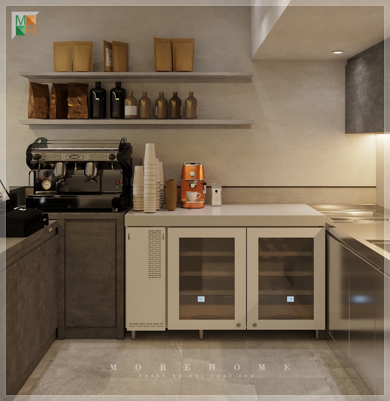 Thiết kế tiệm trà sữa nội thất được sắp xếp khoa học, hỗ trợ tốt cho quá trình sử dụng phục vụ khách hàng nhanh chóng, hiệu quả và thẩm mỹ cao.